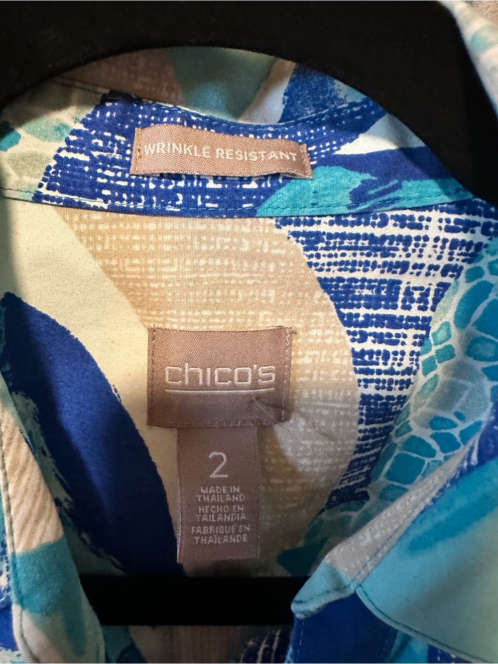 Chicos Blue Abstract Print Button-Up Shirt - Women - Picture 3 of 4